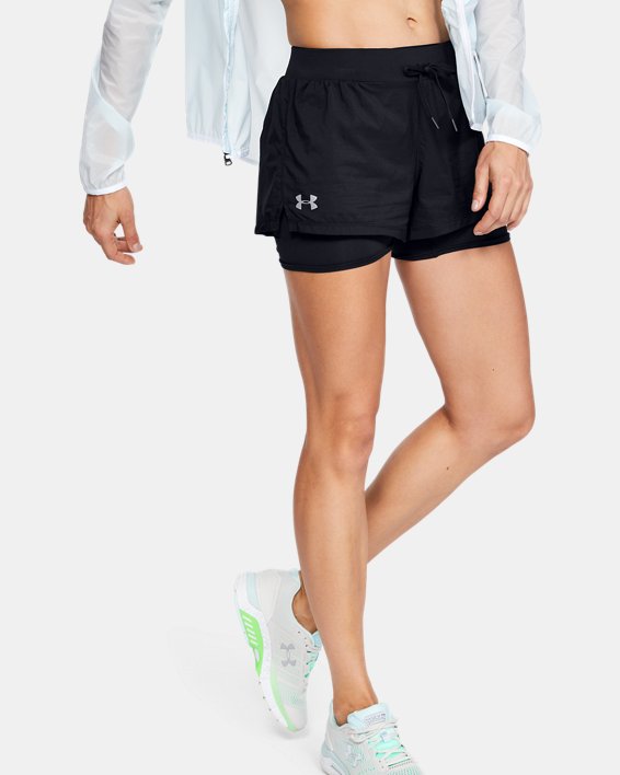 Women's UA Qualifier Speedpocket 2-in-1 Shorts, Black, pdpMainDesktop image number 0